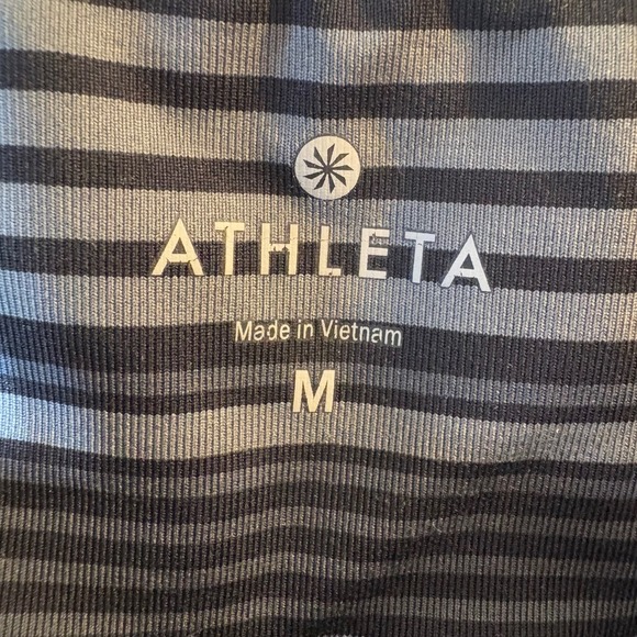 Athleta Chaturanga High Rise Workout Leggings Black Gray‎ Striped Size Medium - Picture 6 of 9